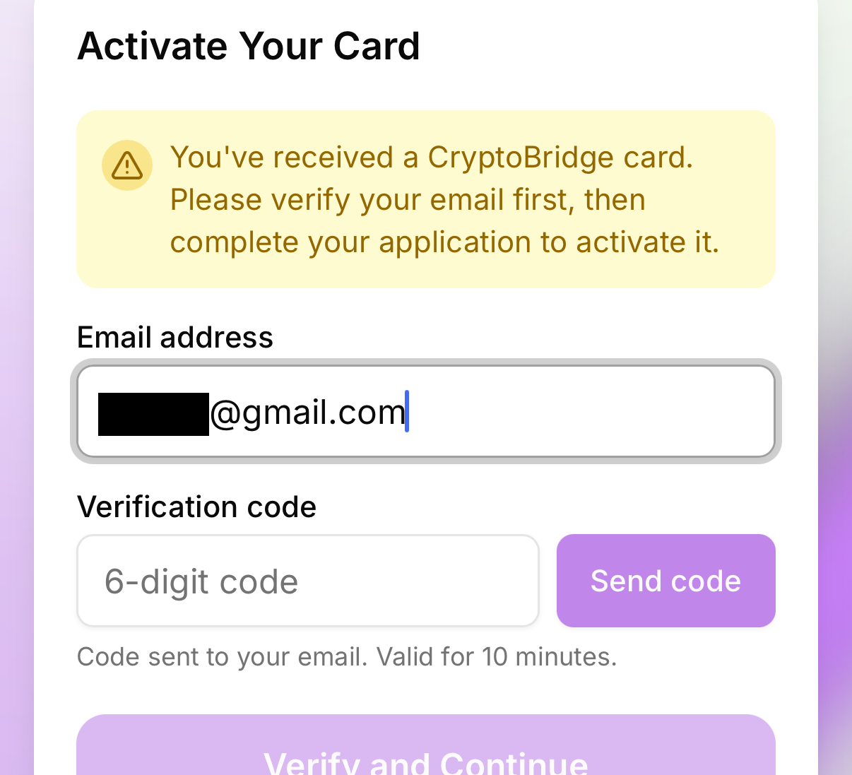 Email addressにメールアドレスを入力した画面